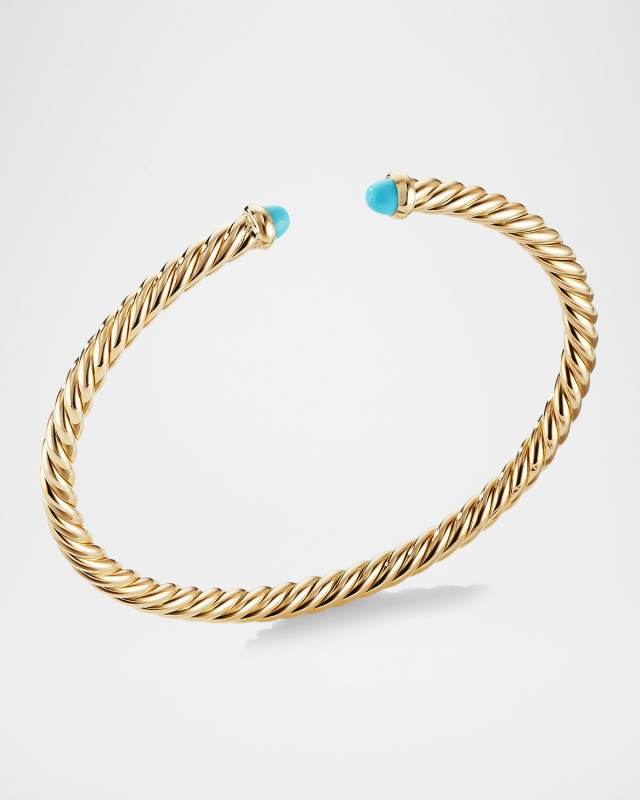 4mm CableSpira 18K Gold Bracelet with Turquoise